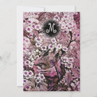 BIRD NEST,TREE WHITE PINK SPRING FLOWERS MONOGRAM