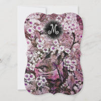 BIRD NEST,TREE WHITE PINK SPRING FLOWERS MONOGRAM