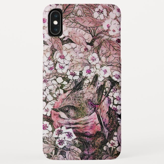 BIRD NEST ,TREE WITH WHITE PINK SPRING FLOWERS Case-Mate iPhone CASE (Back)