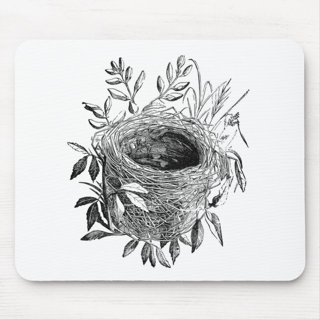 bird nest vintage illustration mouse pad (Front)