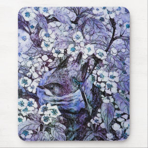 BIRD NEST ,white blue Mouse Pad