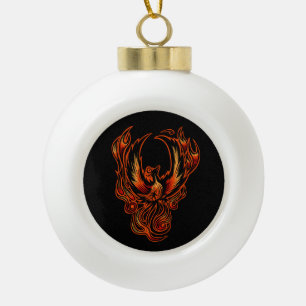 Bird Of Fire Ceramic Ball Christmas Ornament
