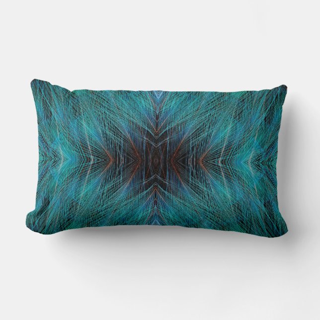 Bird Of Paradies Fractal Feather Design Lumbar Cushion (Front)