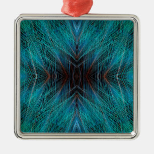 Bird Of Paradies Fractal Feather Design Metal Tree Decoration