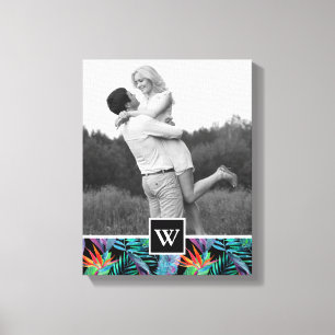 Bird Of Paradise   Add Your Photo & Initial Canvas Print