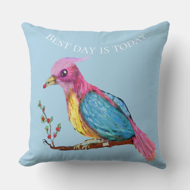 Bird of Paradise | Best Day Is Today  Throw Pillow (Front)