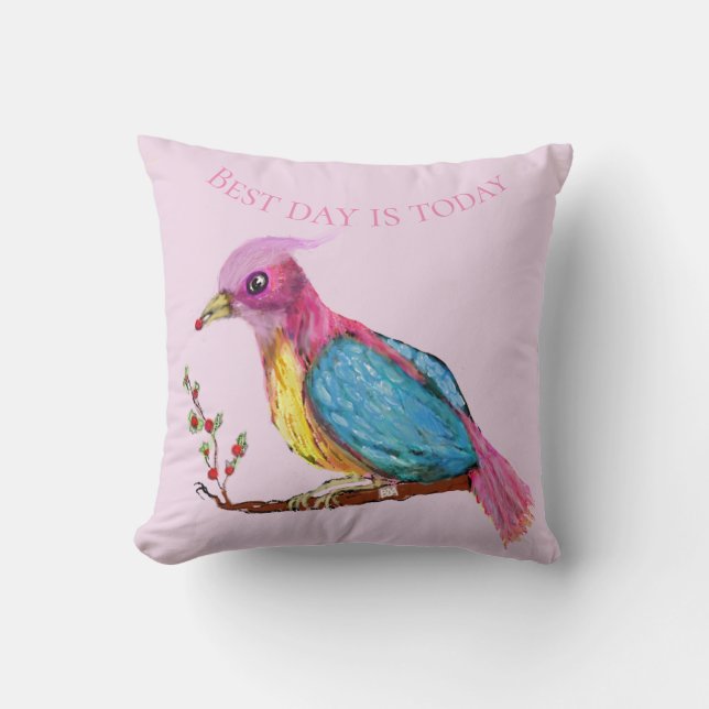 Bird of Paradise | Best Day Is Today  Throw Pillow (Front)
