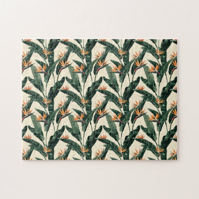 Bird of Paradise Botanical Pattern Jigsaw Puzzle (Horizontal)