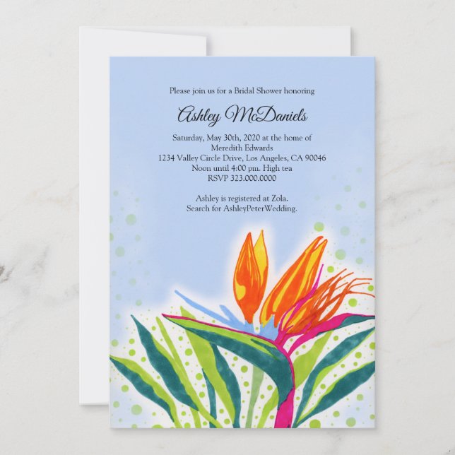 Bird of Paradise Bridal Shower Invitation (Front)