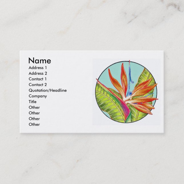 Bird of Paradise, Business Card (Front)