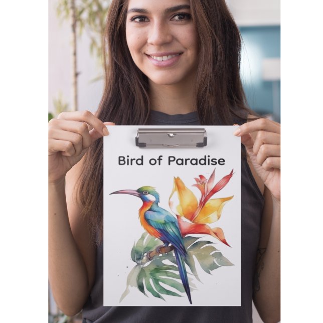 Bird of Paradise, colourful phantasy bird 'n flowe Clipboard (Creator Uploaded)