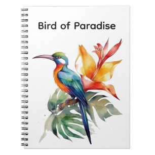 Bird of Paradise, colourful phantasy bird 'n flowe Notebook