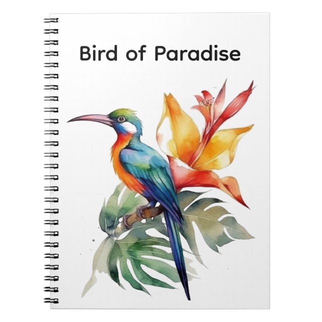 Bird of Paradise, colourful phantasy bird 'n flowe Notebook (Front)