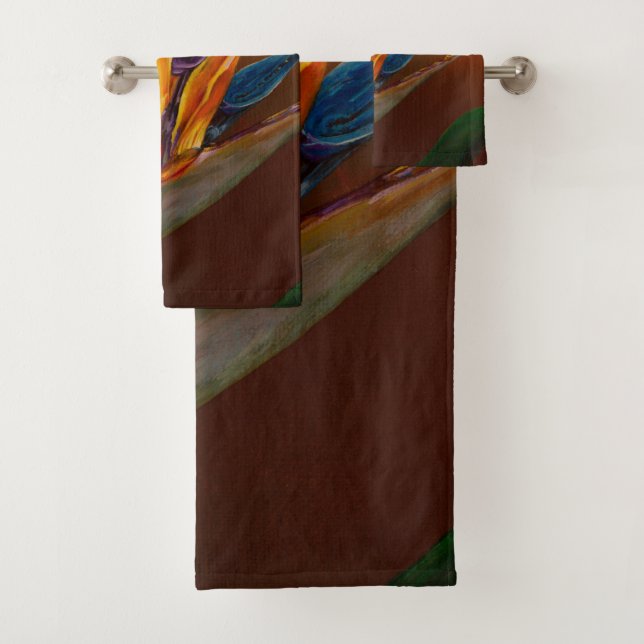 Bird of paradise flower bath towel set (Insitu)