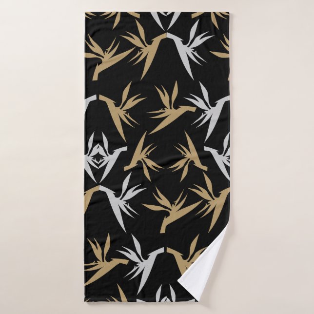 Bird of Paradise Flower Fabric Print Bath Towel (Bath Towel)