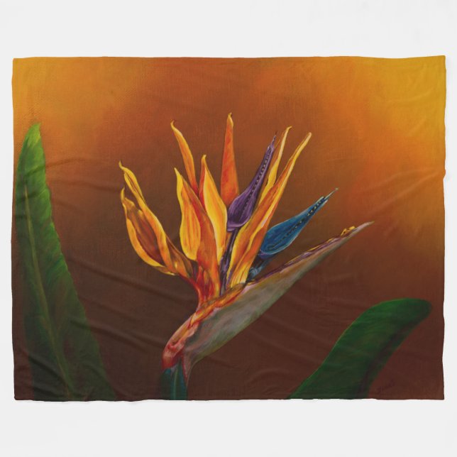 Bird of Paradise flower Fleece Blanket (Front (Horizontal))