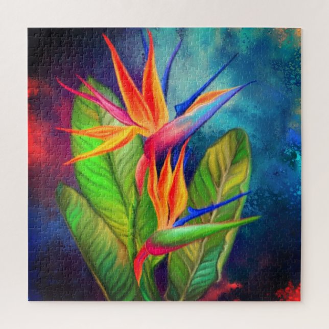 Bird of Paradise Flower - Migned Painting Art Jigsaw Puzzle (Vertical)