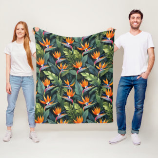 Bird of Paradise Flower Pattern Fleece Blanket
