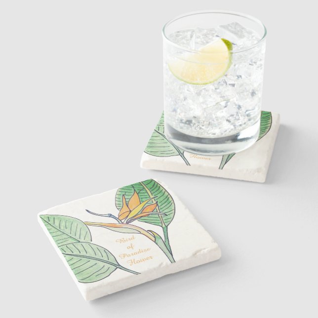 Bird of Paradise Flower  Stone Coaster (Side)