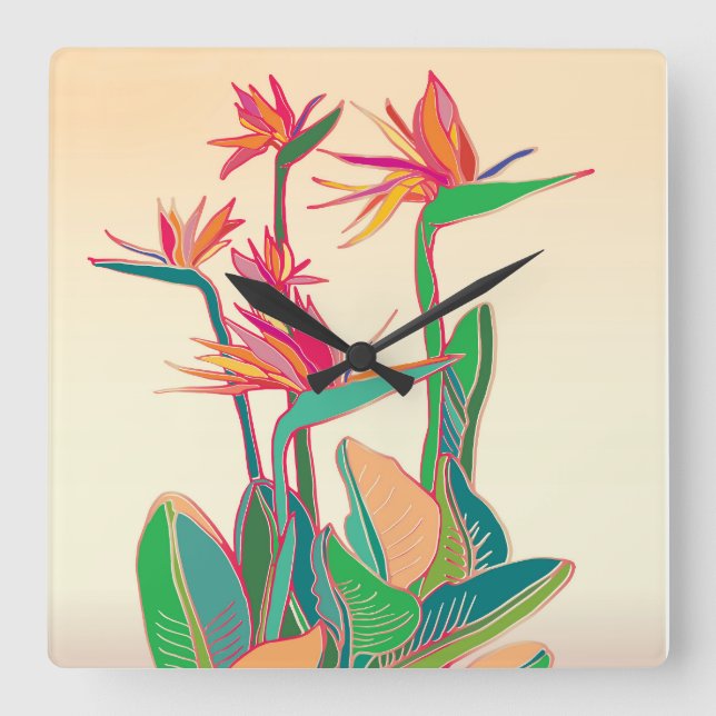 Bird of paradise flower wall clock (Front)