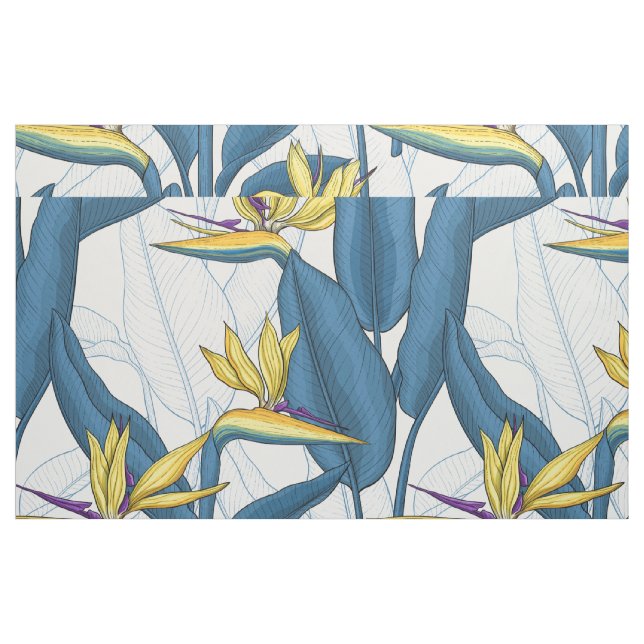 Bird of paradise flowers on white fabric (Fat Quarter)
