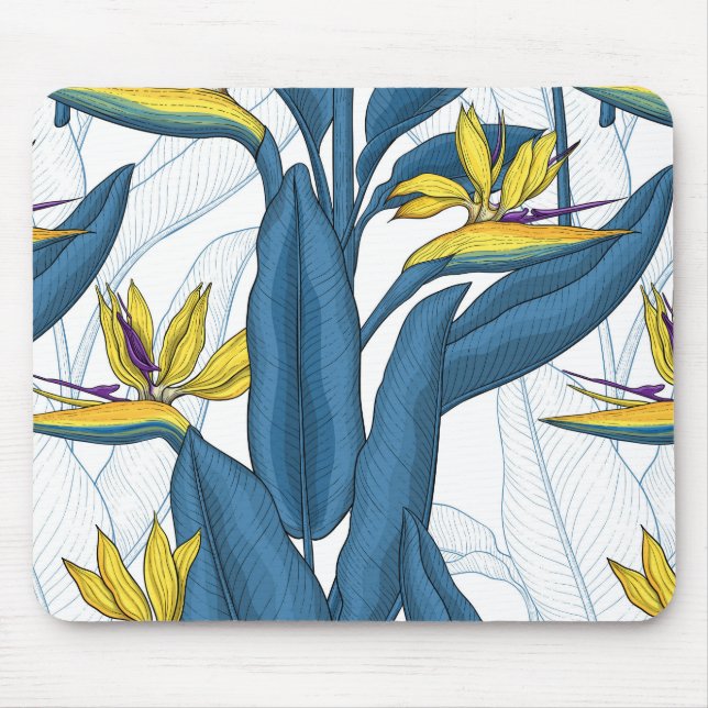 Bird of paradise flowers on white mouse pad (Front)