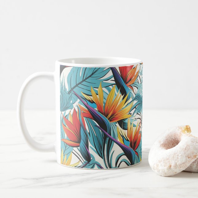 Bird of Paradise Garden Coffee Mug (With Donut)