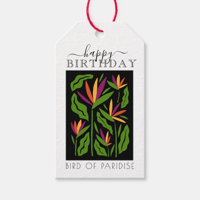 Bird of Paradise HAPPY BIRTHDAY Gift Tag (Front)