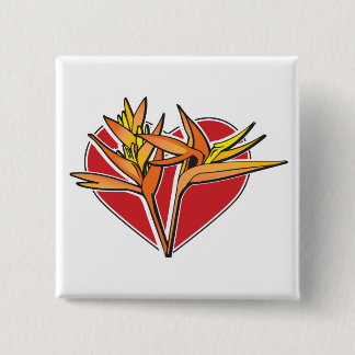 Bird of Paradise Heart 15 Cm Square Badge