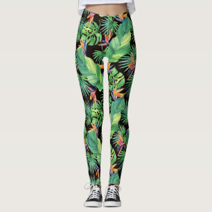 Bird of Paradise in the Jungle Tropical Leggings