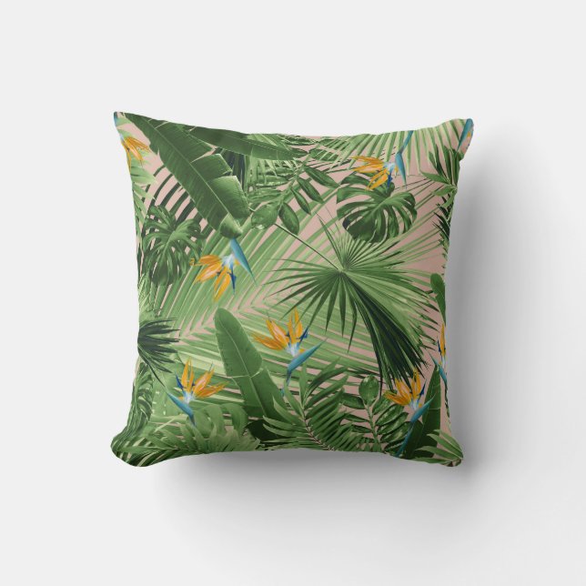 Bird of Paradise Jungle Leaves Dream #2 Cushion (Front)