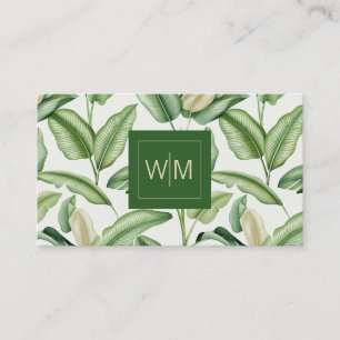 Bird of Paradise Leaves Monogram Business Card