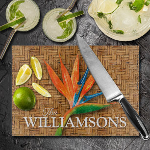 Bird of Paradise on Wicker Pattern Personalised Cutting Board