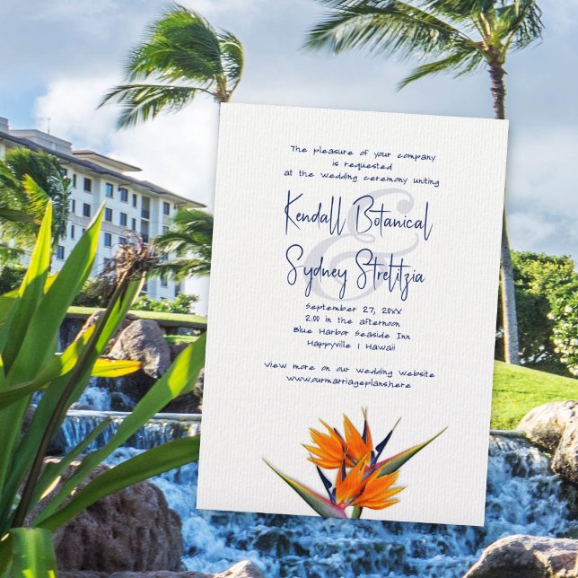 Bird of Paradise Orange Flowers Wedding Invitation (Creator Uploaded)