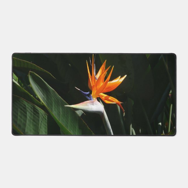 Bird of Paradise Orange Tropical Flower Desk Mat (Front)