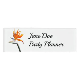 Bird of Paradise Orange Tropical Flower Name Tag
