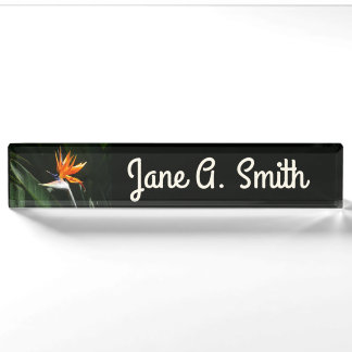 Bird of Paradise Orange Tropical Flower Nameplate