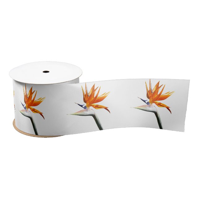 Bird of Paradise Orange Tropical Flower Satin Ribbon (Spool)