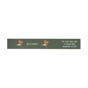 Bird of Paradise Orange Tropical Flower Wrap Around Label