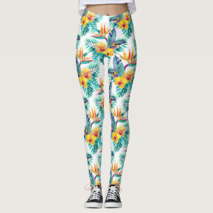 Bird Of Paradise & Orchid Pattern 2 Leggings