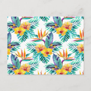 Bird Of Paradise & Orchid Pattern 2 Postcard