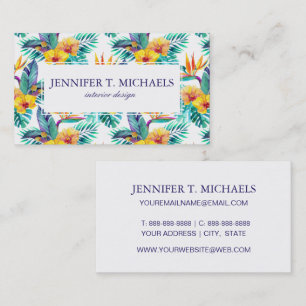 Bird Of Paradise & Orchid Pattern Add Your Name Business Card
