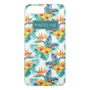 Bird Of Paradise & Orchid Pattern   Add Your Name iPhone 8 Plus/7 Plus Case