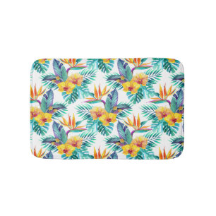 Bird Of Paradise & Orchid Pattern Bath Mat