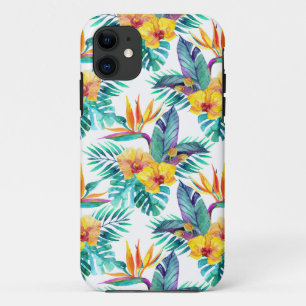 Bird Of Paradise & Orchid Pattern iPhone 11 Case