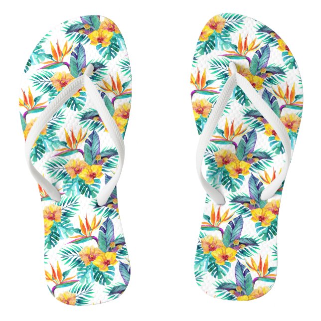 Bird Of Paradise & Orchid Pattern Jandals (Footbed)