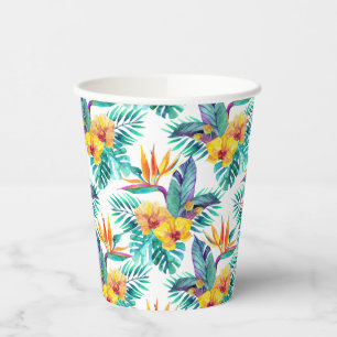 Bird Of Paradise & Orchid Pattern Paper Cups