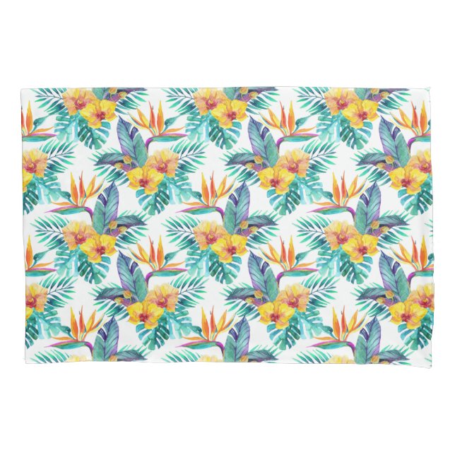 Bird Of Paradise & Orchid Pattern Pillowcase (Front-Left)