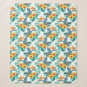 Bird Of Paradise & Orchid Pattern Sherpa Blanket