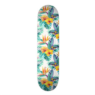 Bird Of Paradise & Orchid Pattern Skateboard